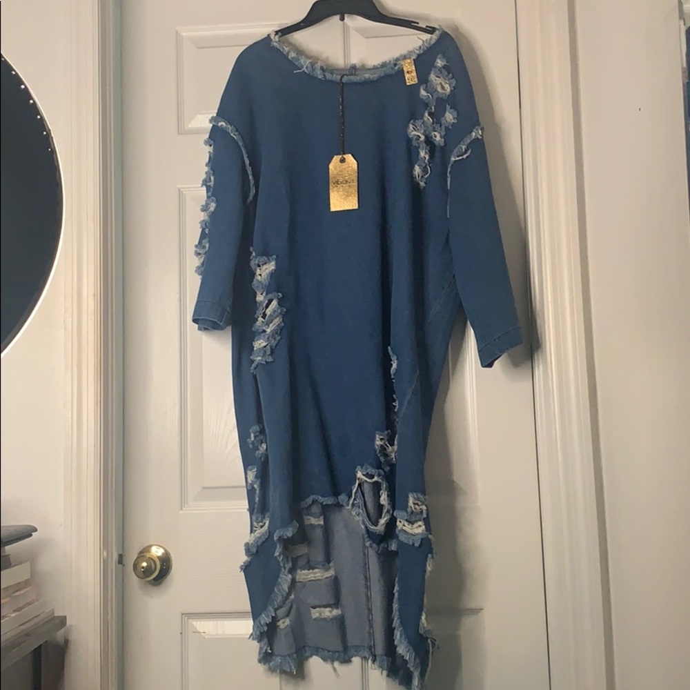 Vibrant MIU distressed denim dress Size 2X
